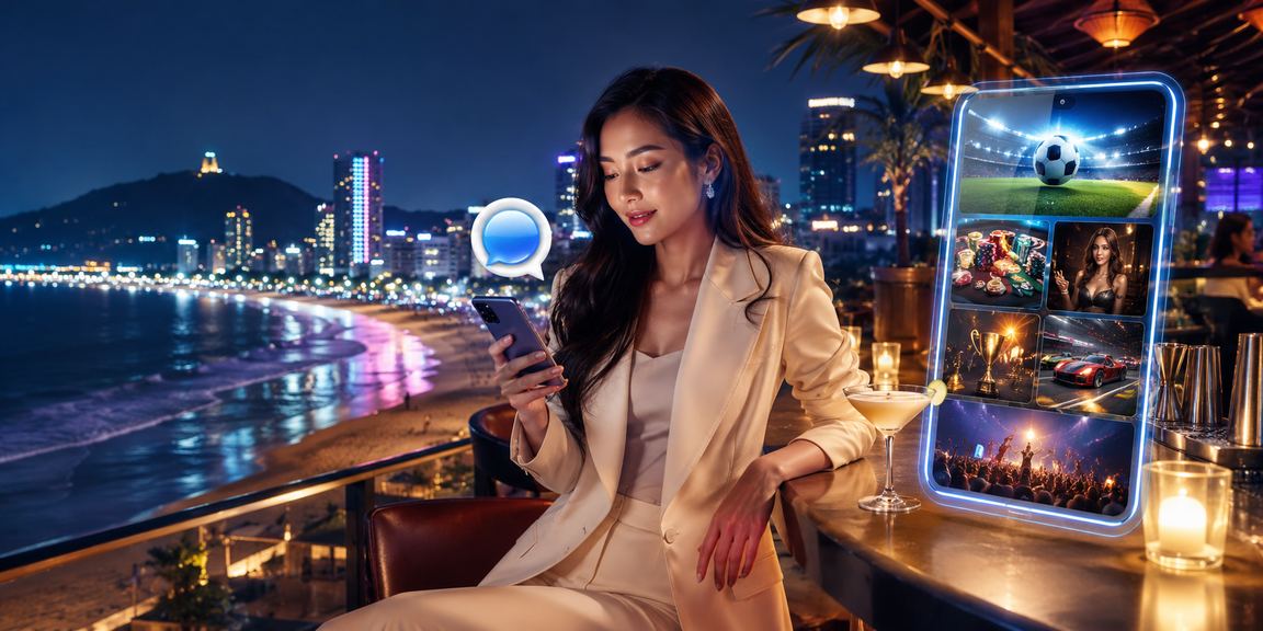 Người chơi sử dụng casino mobile tại bãi biển Vũng Tàu